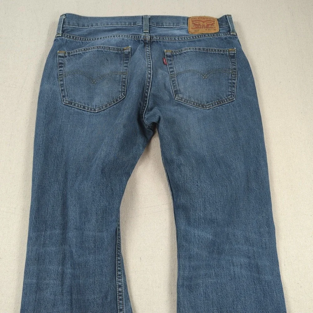 Levis Jeans Mens 36x30 Blue 527 Boot Cut Western Cowboy Distressed